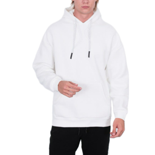 IAM Hoodies oversized , ribbed cuffs and hem , cotton blend, White