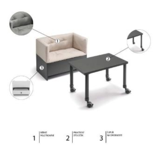 CAM Growi 2 In 1 Bagnetto Fasciatoio Divanetto E Tavolino, Beige