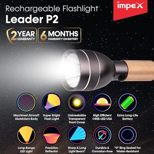 IMPEX LEADER P2 RECHARGEABLE LED FLASHLIGHT
