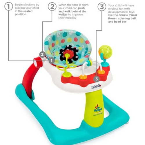 Kolcraft Tiny Steps 2-in-1 Activity Walker, Blue/pink