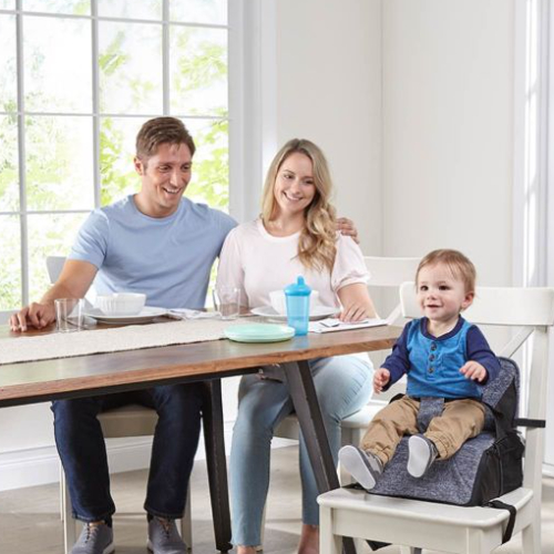 Kolcraft Travel Duo 2 in 1 Portable Booster Seat and Diaper Bag, Black/grey