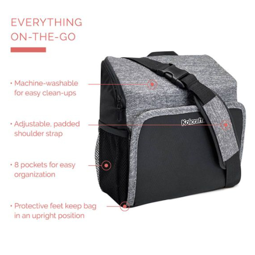 Kolcraft Travel Duo 2 in 1 Portable Booster Seat and Diaper Bag, Black/grey