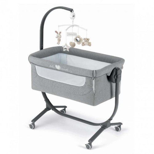 Cullami Co Bed Cradle, Light Grey, Made In Italy Cradle With Co-Sleeping Functio