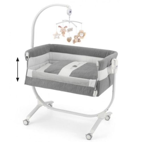 Cullami Co Bed Cradle, Light Grey, Made In Italy Cradle With Co-Sleeping Functio