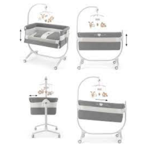 Cullami Co Bed Cradle, Light Grey, Made In Italy Cradle With Co-Sleeping Functio