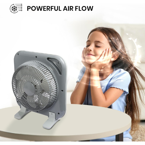 Clikon - 10' Inch Box Fan, Timer & Swing Function, 3 Speed Setting, Grey - CK221