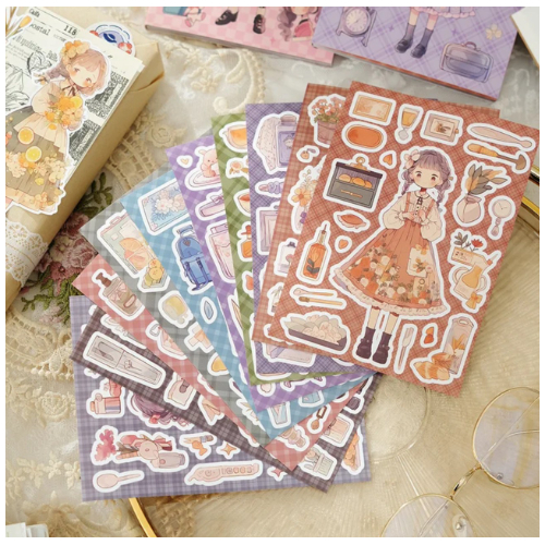 Kawaii Cartoon Characters Stickers - Pink Lady