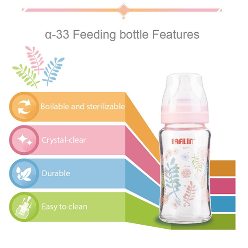 FARLIN Wide Neck Heat Resistant Glass Feeder - 120ML