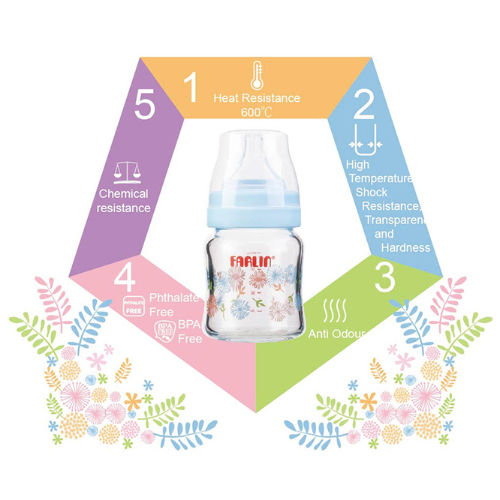 FARLIN Wide Neck Heat Resistant Glass Feeder - 120ML