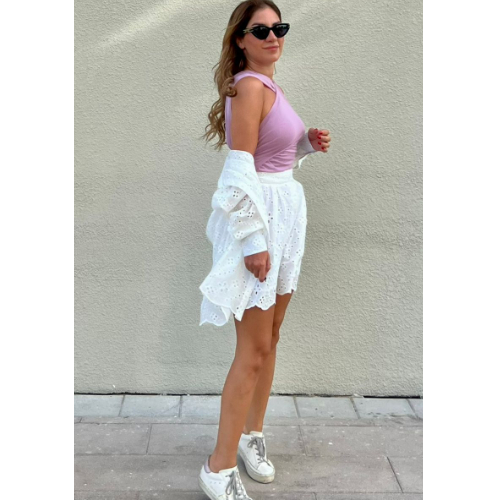 Comfortable light green cotton blouse and short with embroidery