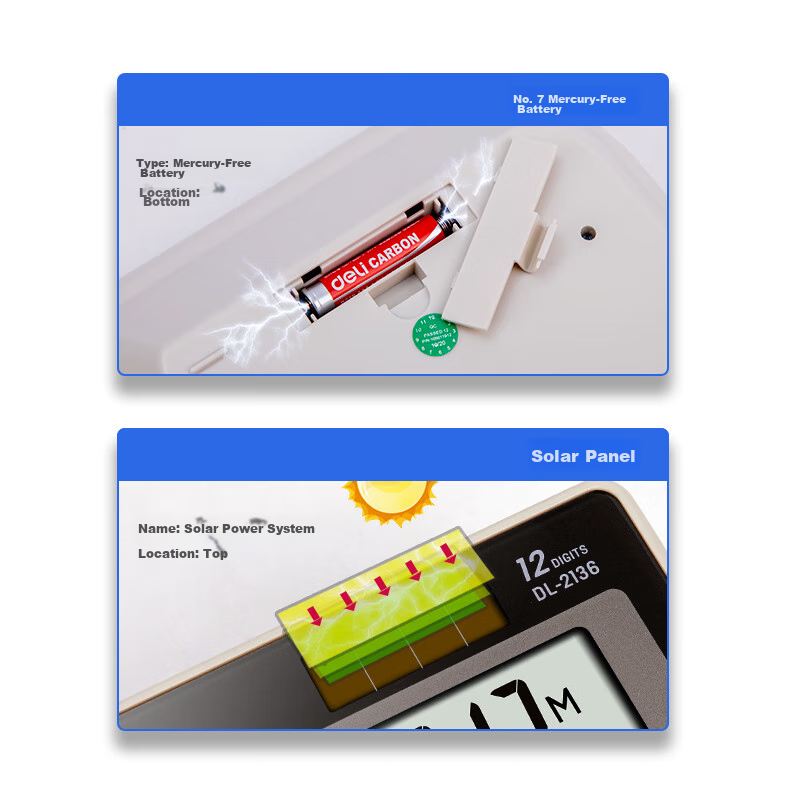 Deli Dual Power Computer Keyboard Calculator, 12-Digit Large Screen Horizontal D...