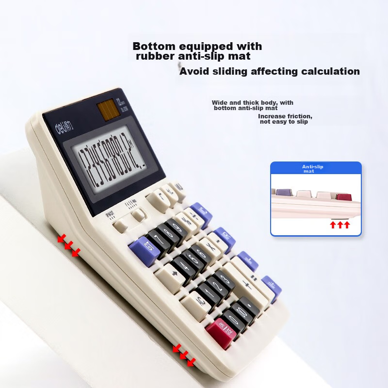 Deli Dual Power Computer Keyboard Calculator, 12-Digit Large Screen Horizontal D...