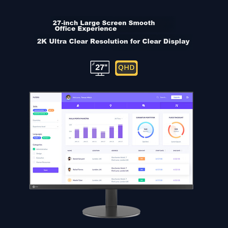 Lecoo 27-Inch 2K 100Hz IPS 8Bit Wide Color Gamut Thin Bezel Low Blue Light Flick...