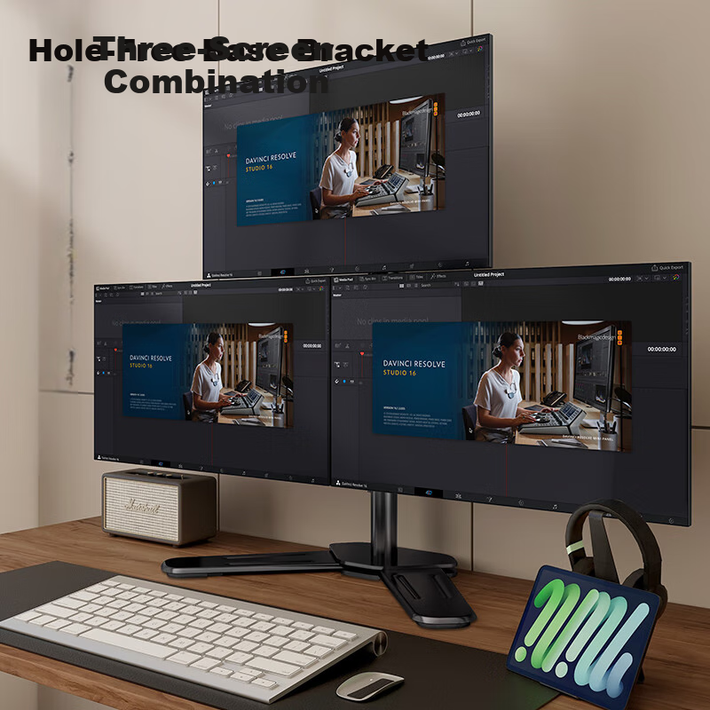 LUCKPRO Triple Monitor Stand, Computer Stand for 3 Screens, Desk Mount Stand for...