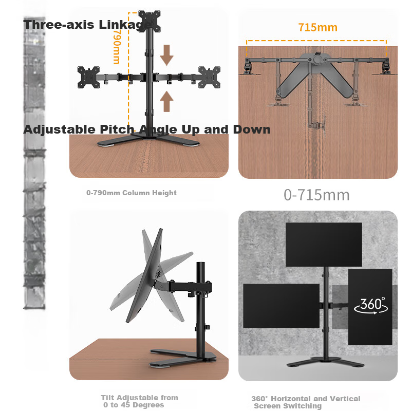 LUCKPRO Triple Monitor Stand, Computer Stand for 3 Screens, Desk Mount Stand for...