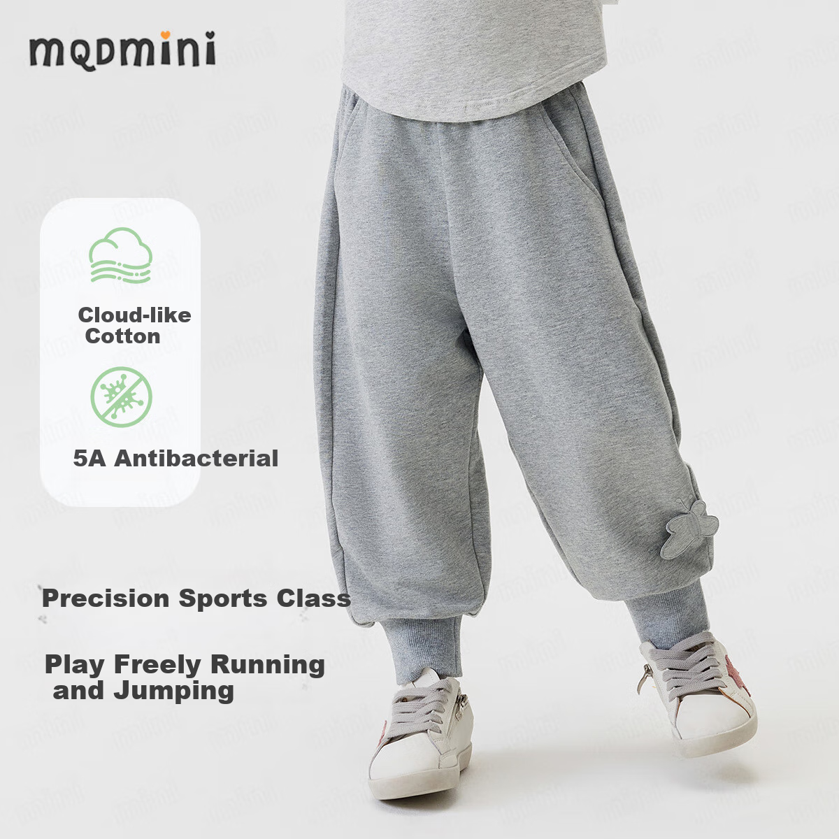 MQDMINI Girls' Knitted Long Pants 5A Antibacterial Children's Sports Casual Pant...