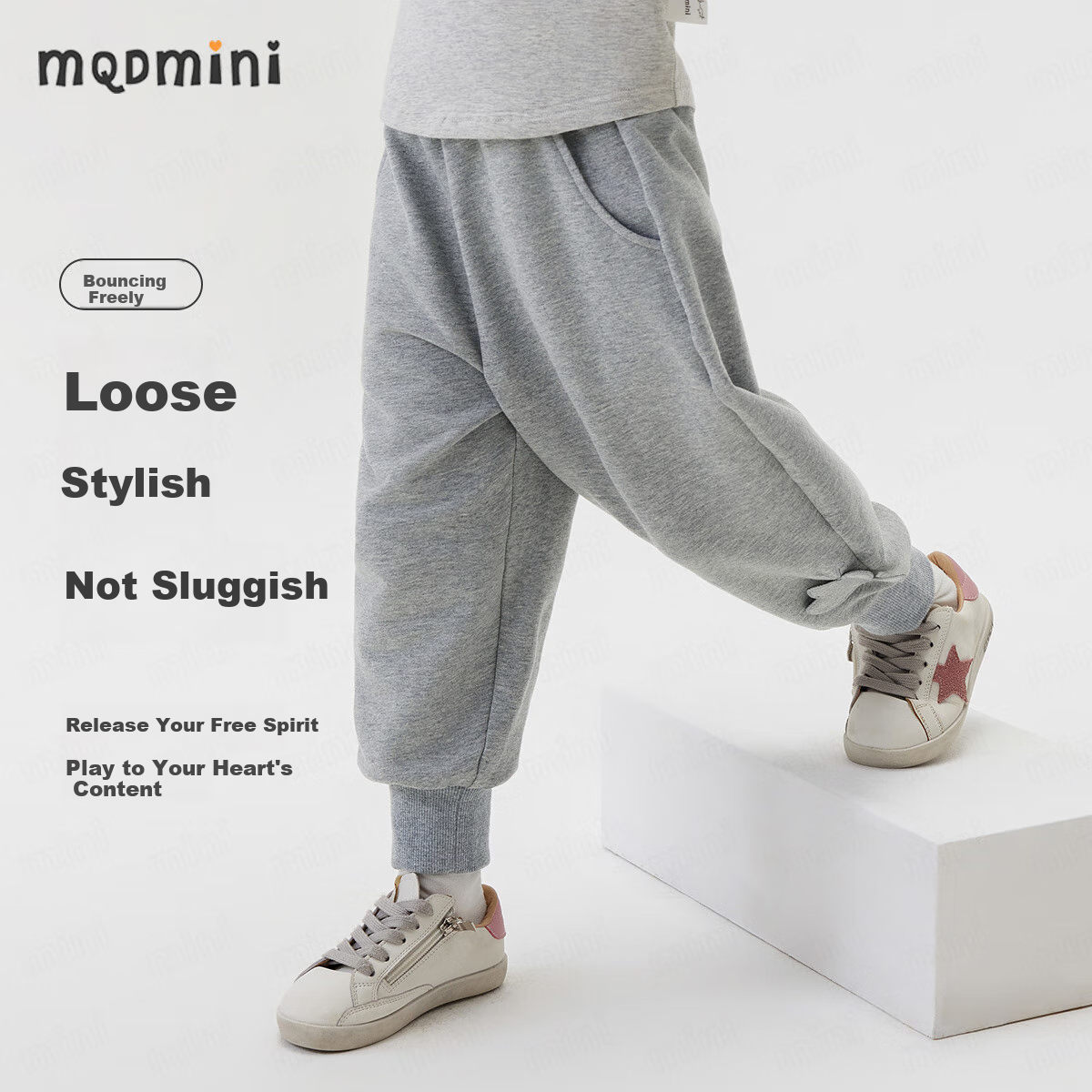 MQDMINI Girls' Knitted Long Pants 5A Antibacterial Children's Sports Casual Pant...