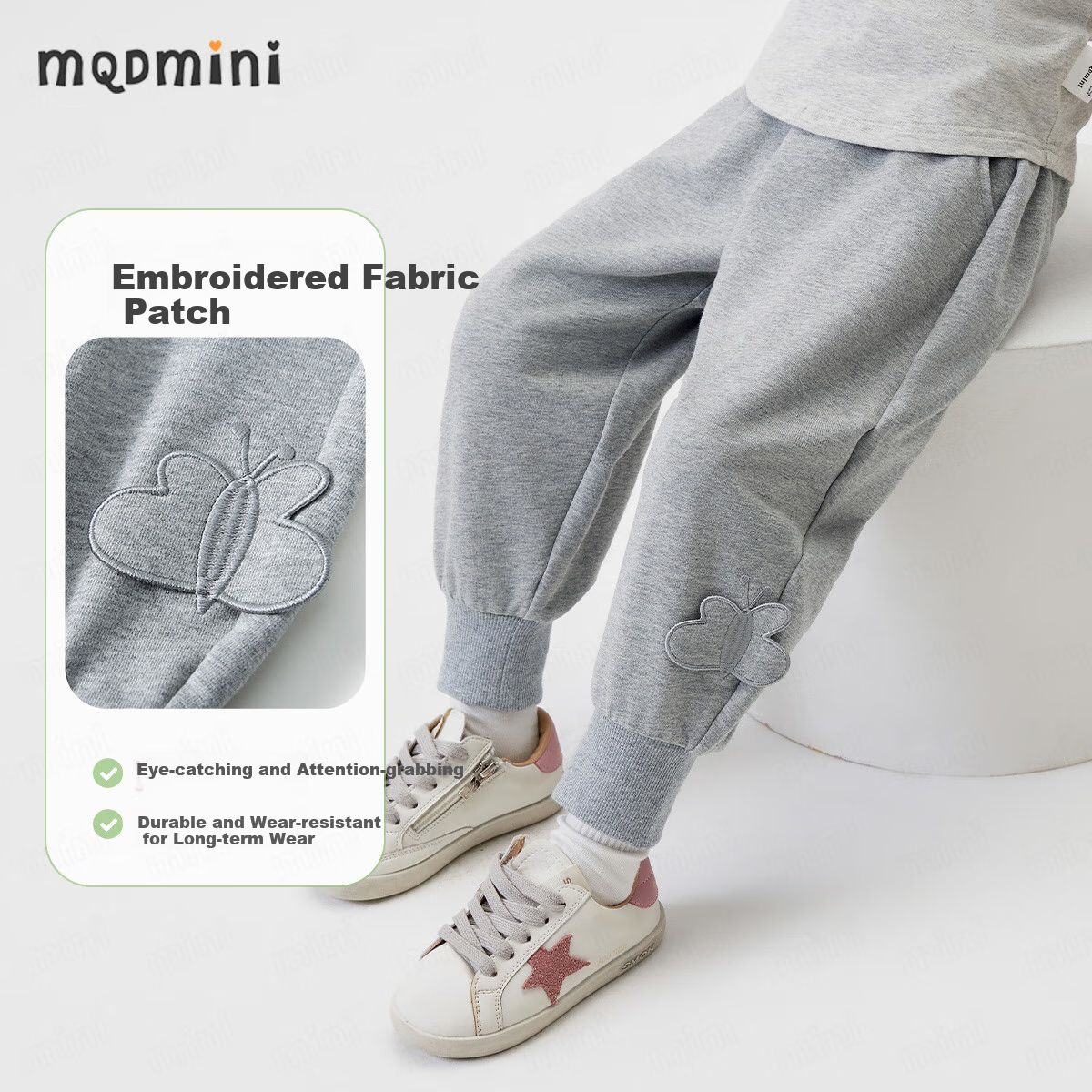 MQDMINI Girls' Knitted Long Pants 5A Antibacterial Children's Sports Casual Pant...