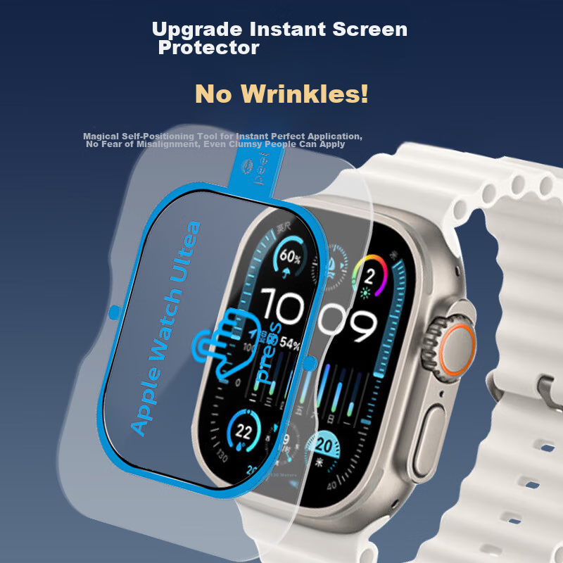 Smorss [Instant Application] Tempered Glass Screen Protector for Apple Watch Ult...