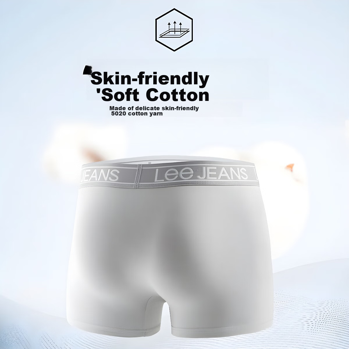 LEE Red Men's Underwear, Pure Cotton, 3A Antibacterial, Breathable Boxer Briefs,...