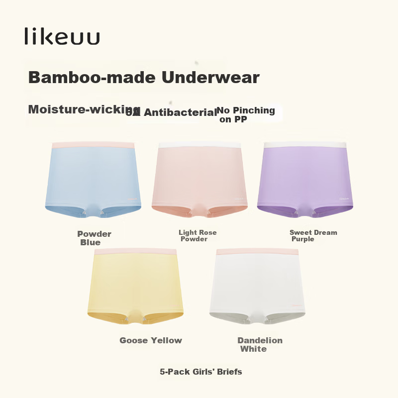 UU Bamboo Fiber Underwear 5-Pack for Boys and Girls, Soft and Breathable Antibac...