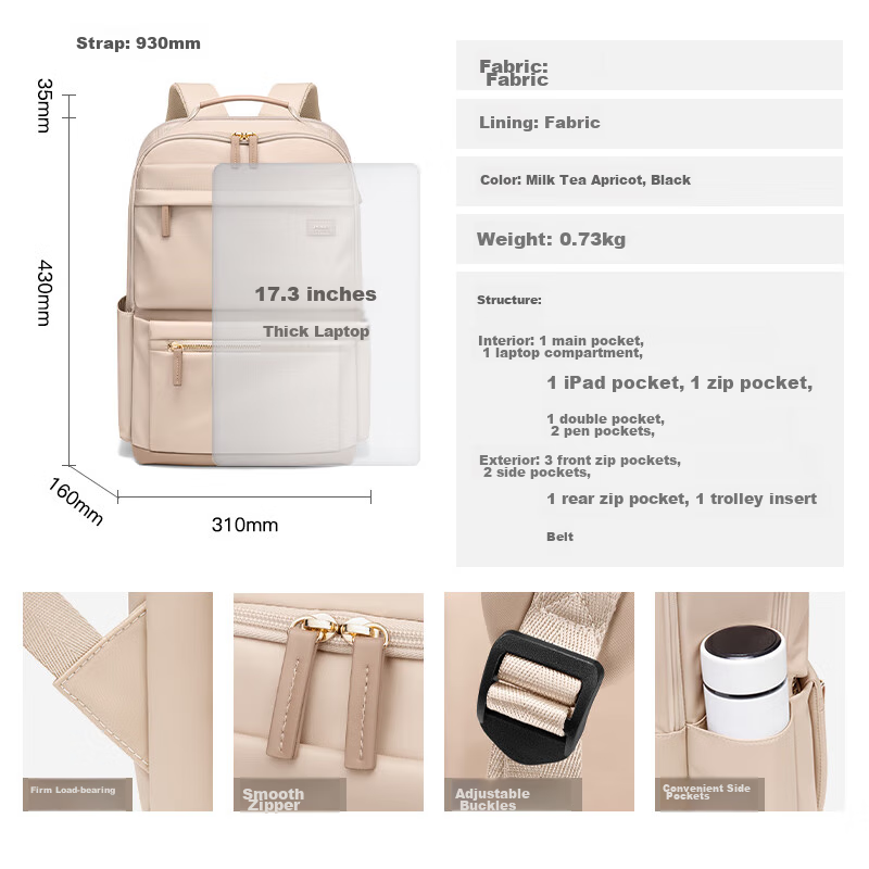 POLO Backpack for Women, Large Capacity Commuter Schoolbag, 14/15.6-Inch Laptop...