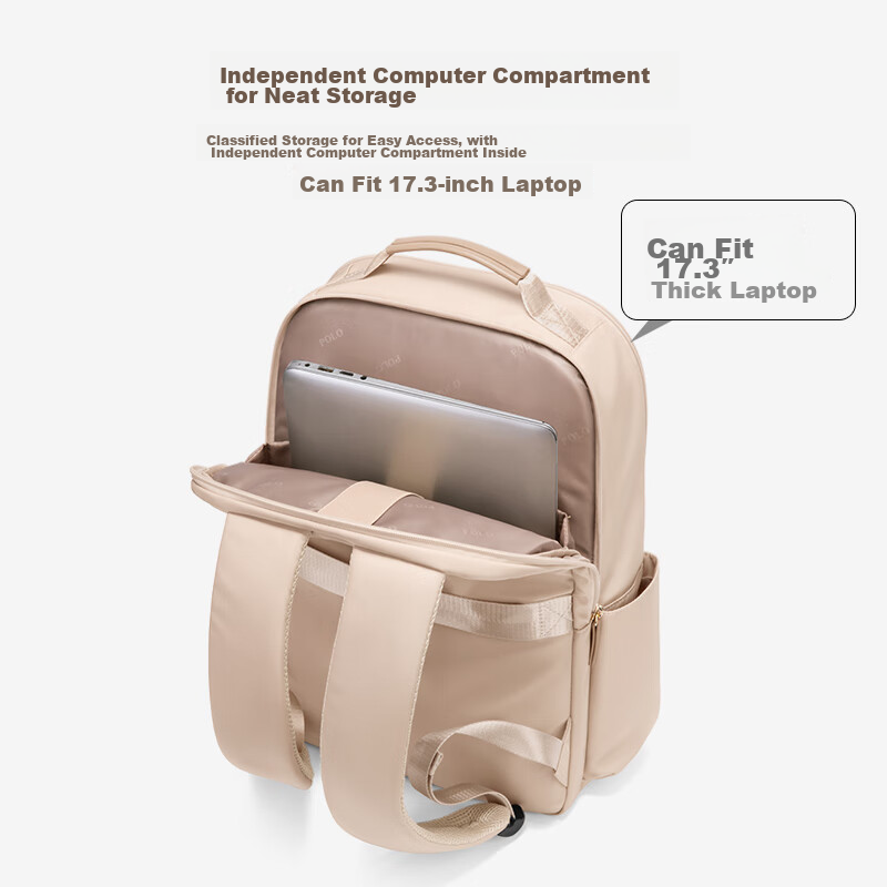 POLO Backpack for Women, Large Capacity Commuter Schoolbag, 14/15.6-Inch Laptop...