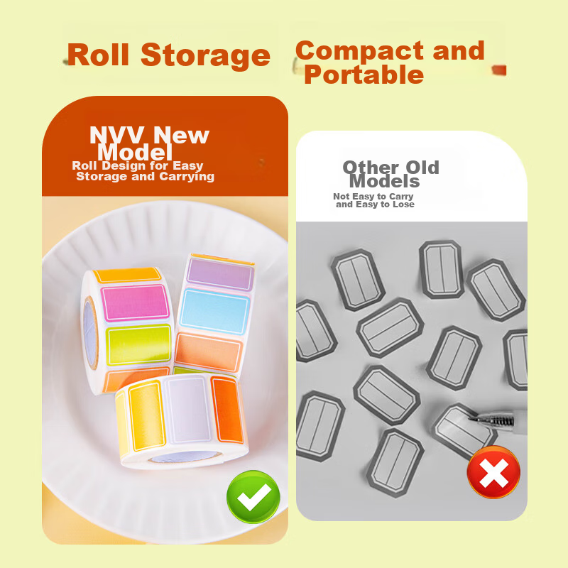 NVV Label Stickers, 5 Rolls, 2500 Pieces in Total, 25*15mm, Self-Adhesive Sticke...