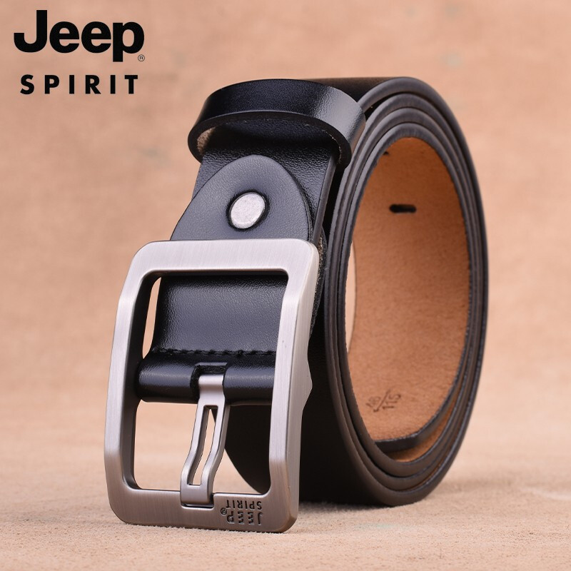 JEEP SPIRIT Men's Leather Belt, Business Casual Pin Buckle Belt, Gift for Young...