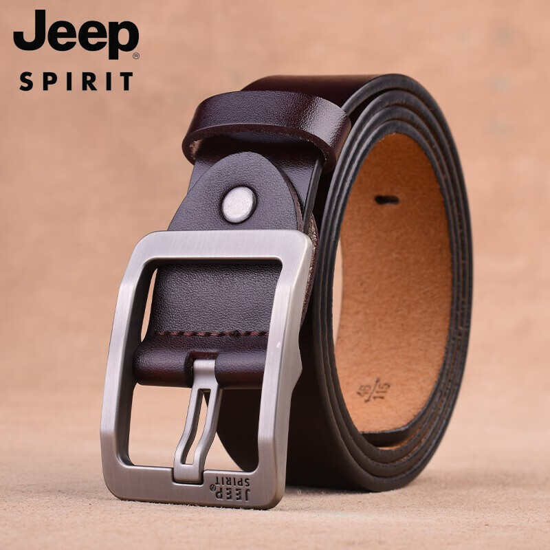JEEP SPIRIT Men's Leather Belt, Business Casual Pin Buckle Belt, Gift for Young...
