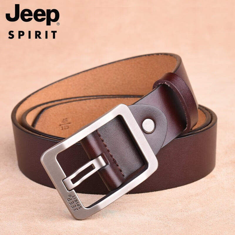 JEEP SPIRIT Men's Leather Belt, Business Casual Pin Buckle Belt, Gift for Young...
