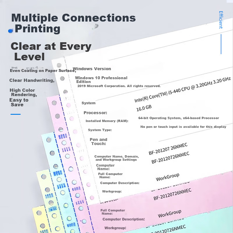 NVV Four-Part Three-Equal Division Needle Printing Paper Non-Tearable Edge Compu...