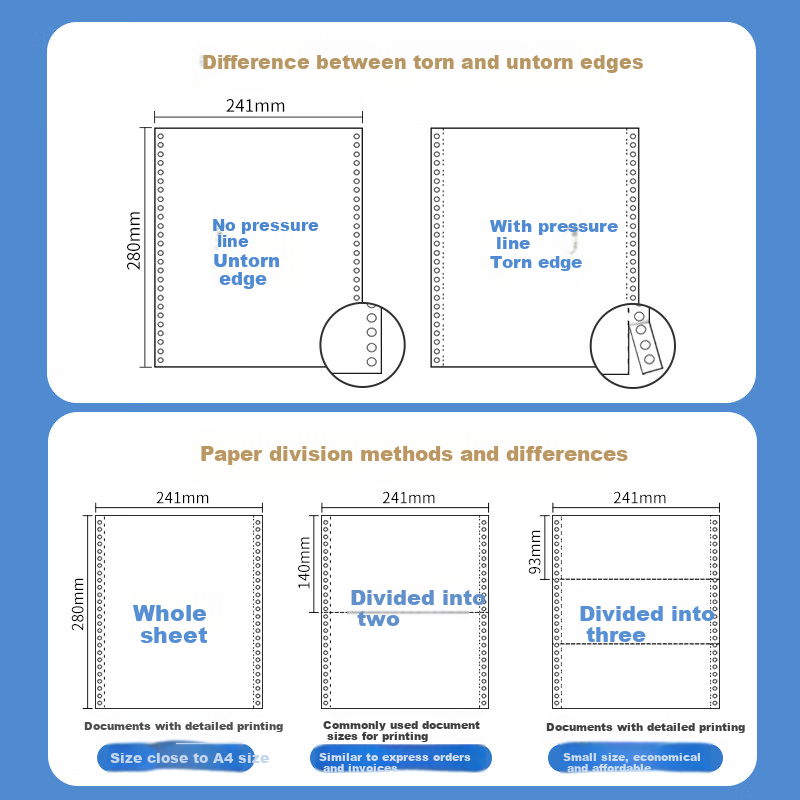 NVV Four-Part Three-Equal Division Needle Printing Paper Non-Tearable Edge Compu...