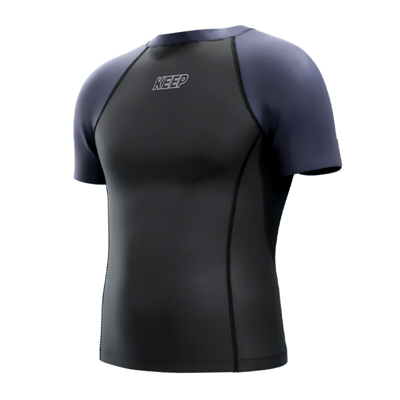 Keep Men's Swimwear, Short-Sleeved Contrasting Color Patchwork Swimsuit, Quick-D...