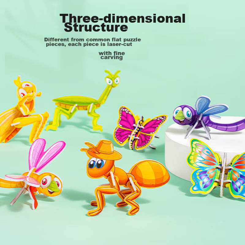Murcia Children's 3D Insect Puzzle, Paper Animal DIY Craft, Kindergarten Toy for...