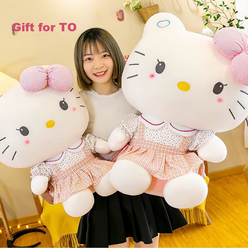 Hello Kitty Plush Toy Cat Doll Pillow Christmas Gift 52cm Student Outfit Katy Ca...