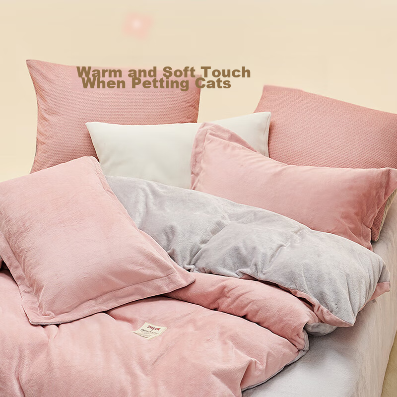 LOVO Lemo Home Textiles, Flannel Milk Velvet Four-Piece Bedding Set, Anti-Static...