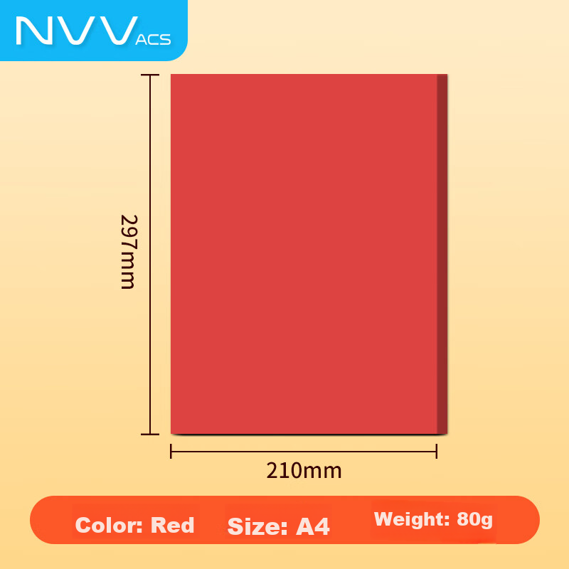 NVVA4 Colored Copy Paper Printing Paper, 80g Red, for Kindergarten Children's Cr...