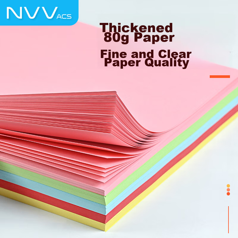 NVVA4 Colored Copy Paper Printing Paper, 80g Red, for Kindergarten Children's Cr...