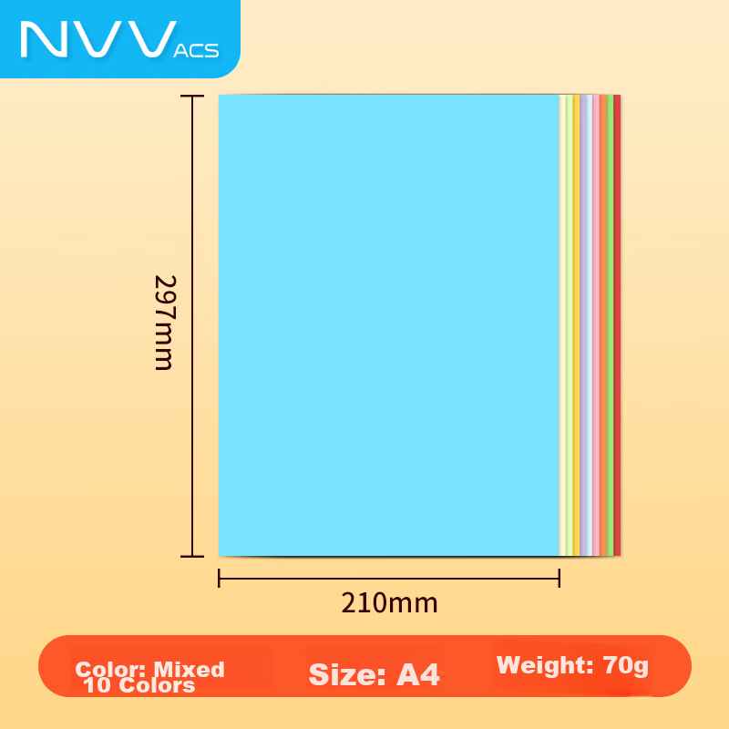NVVA4 Colored Copy Paper Printing Paper, 70g Colored Multi-Color Kindergarten Ch...