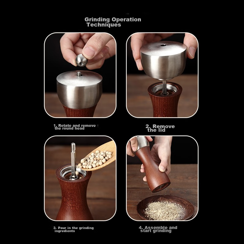 Onlycook Pepper Grinder, Home Manual Grinding Bottle, Black Pepper Grains Rose S...