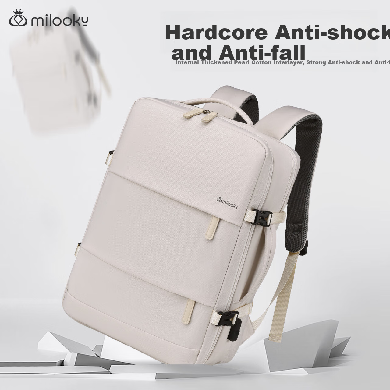 Milooky Large Capacity Backpack Student School Bag Unisex 16-inch Commuter Bag C...