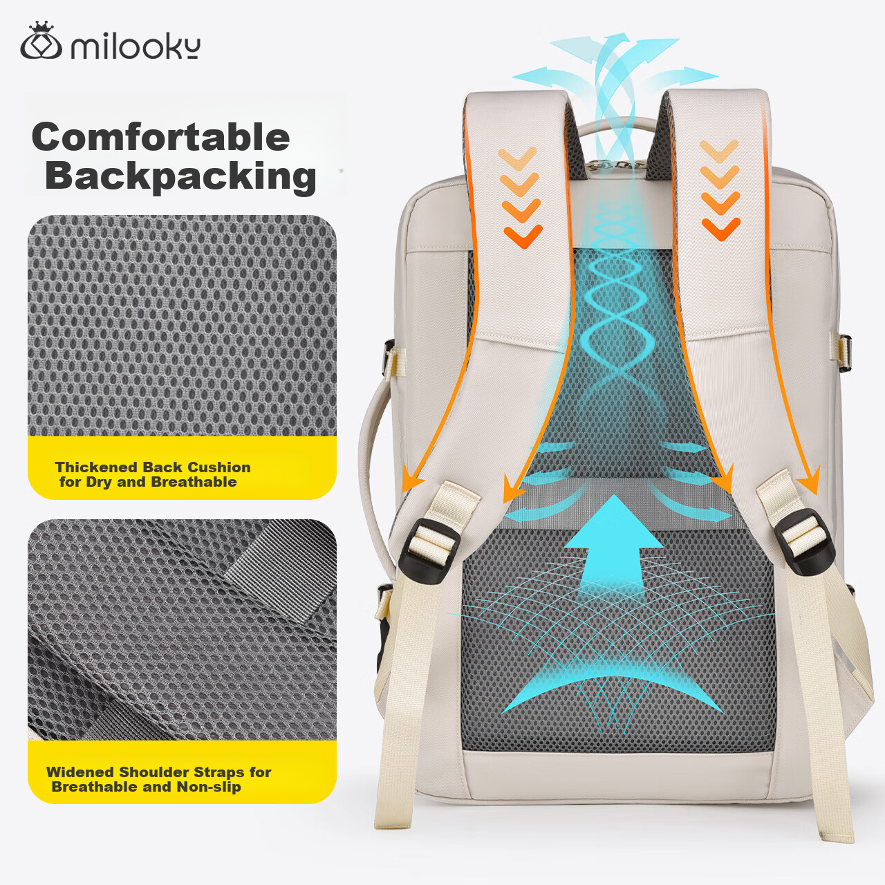 Milooky Large Capacity Backpack Student School Bag Unisex 16-inch Commuter Bag C...