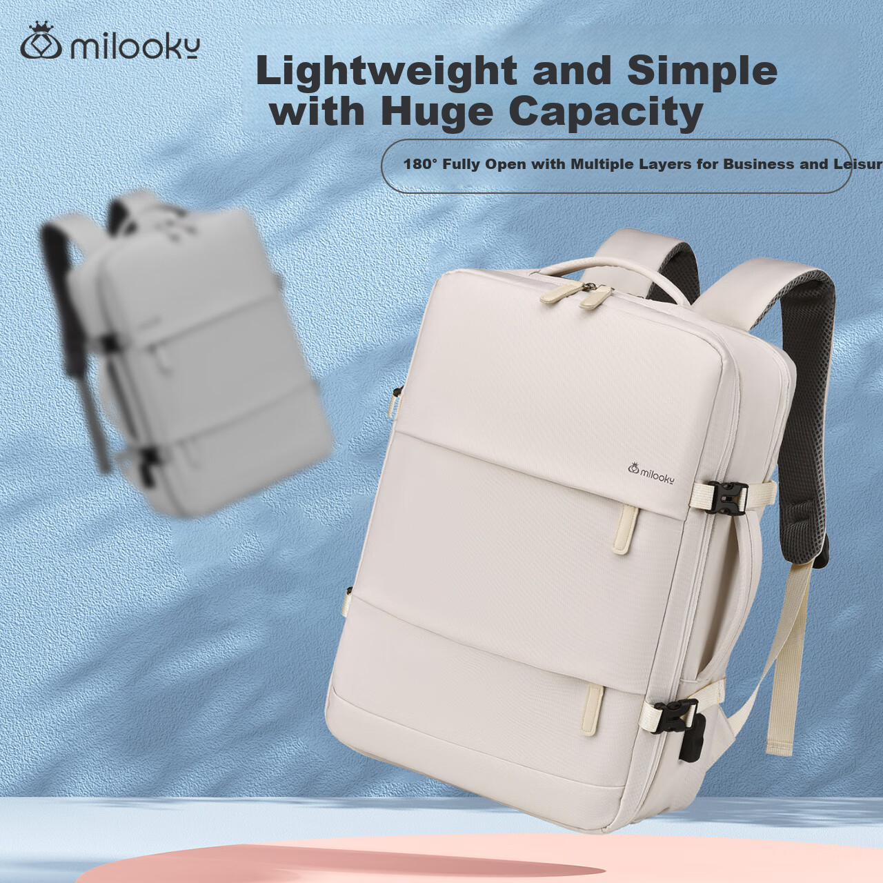 Milooky Large Capacity Backpack Student School Bag Unisex 16-inch Commuter Bag C...