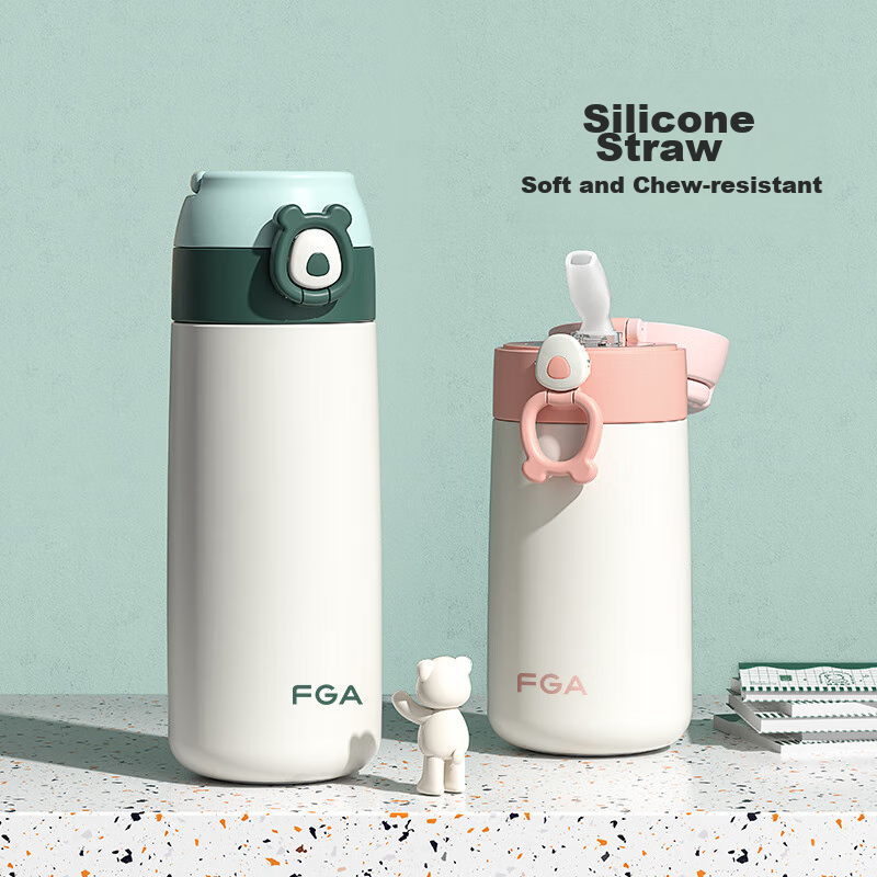 FGA Fuguang Straw Insulated Cup, 316 Stainless Steel, Children's Pop-Up Lid Cup,...