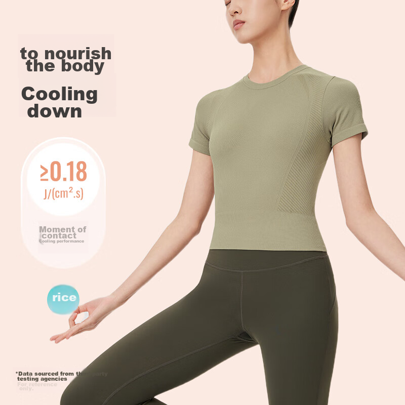 Keep New Women's Quick-Dry Yoga Wear, Seamless Tight-Fitting Fitness Top, Moss G...