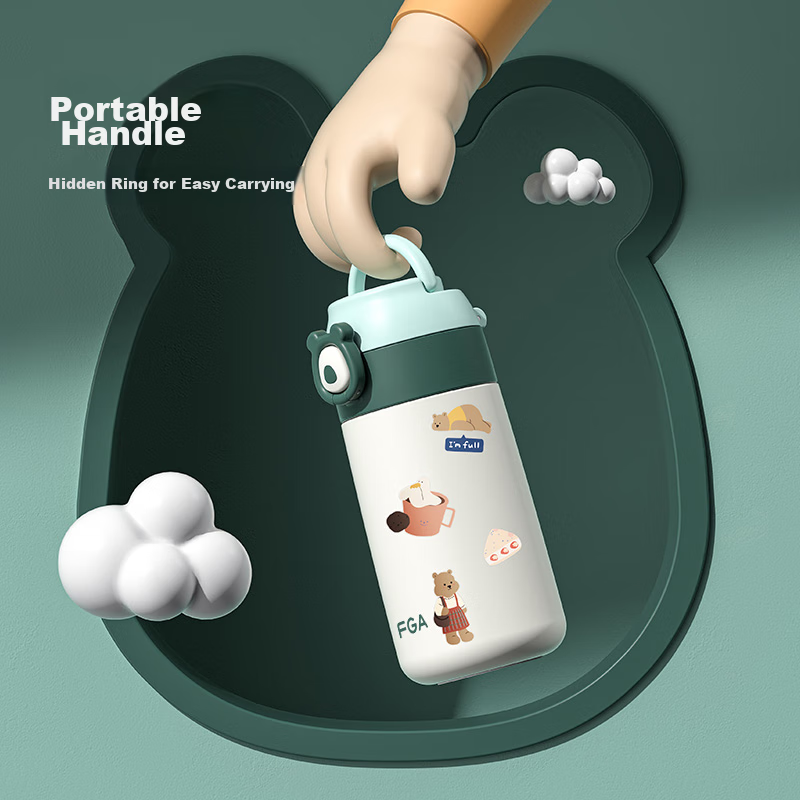 FGA Fuguang Straw Insulated Cup, 316 Stainless Steel, Children's Pop-Up Lid Cup,...