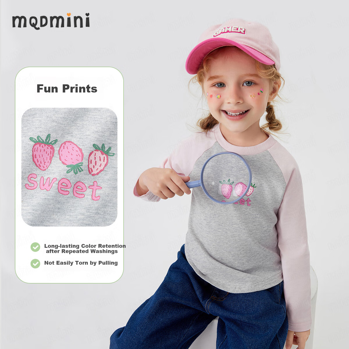 MQDMINI Girls' Long Sleeve T-Shirt Children's T-Shirt Slim Fit 5A Antibacterial...