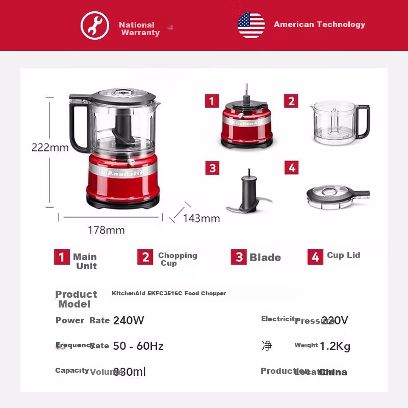 KitchenAid Multifunctional Mini Food Processor and Meat Grinder for Home Use Bab...