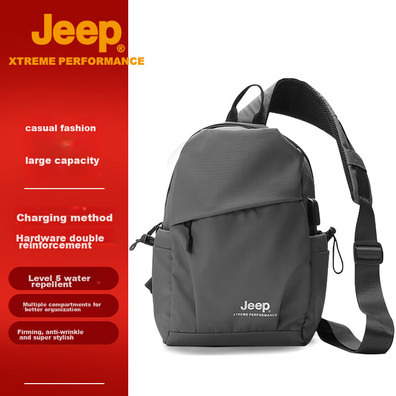 Jeep Shoulder Bag, Men's Outdoor Sports Portable Large Capacity Storage Bag, Cas...